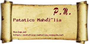 Patatics Mahália névjegykártya